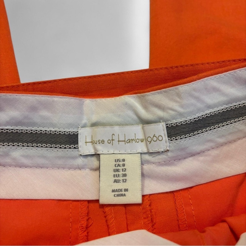 House of Harlow 1960 Wide Leg Belted Pants Size 8 Coral High Waist Retro Chic - Picture 4 of 6